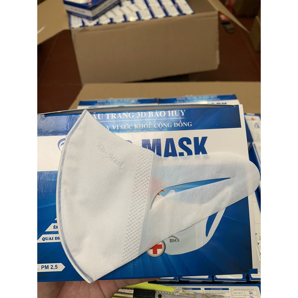 Khẩu trang 3D mask Bảo Huy công nghệ Nhật Bản chống bụi cao cấp hộp 50 cái loại họa tiết trơn | BigBuy360 - bigbuy360.vn
