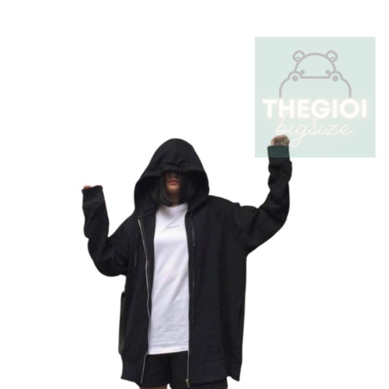 Áo hoodie khóa zip unisex black - hoodie dây kéo form rộng màu đen M L XL 2XL 40kg - 100kg