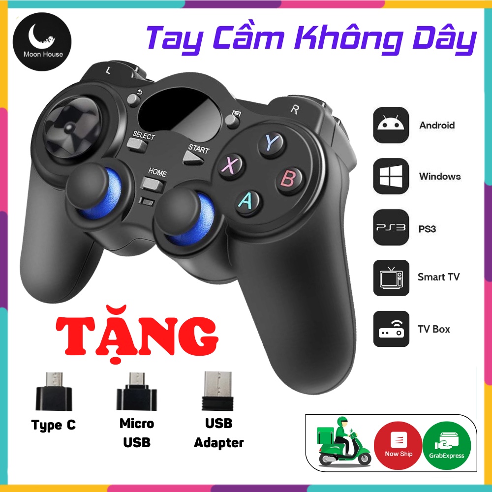 Tay cầm chơi game cho PC Laptop, PS3, Điện Thoại, TV Android Box - USB, Bluetooth, Wifi - Bảo hành 12 tháng