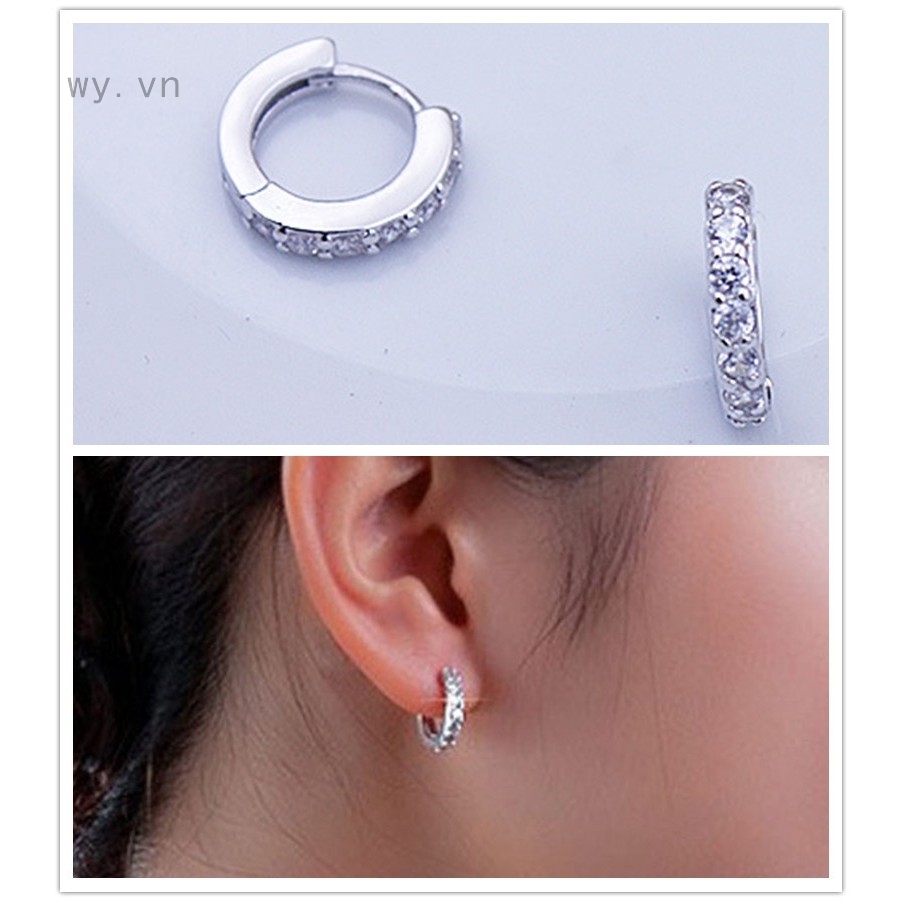 Khuyên tai bạc 925 đính đá sang trọng thời trang