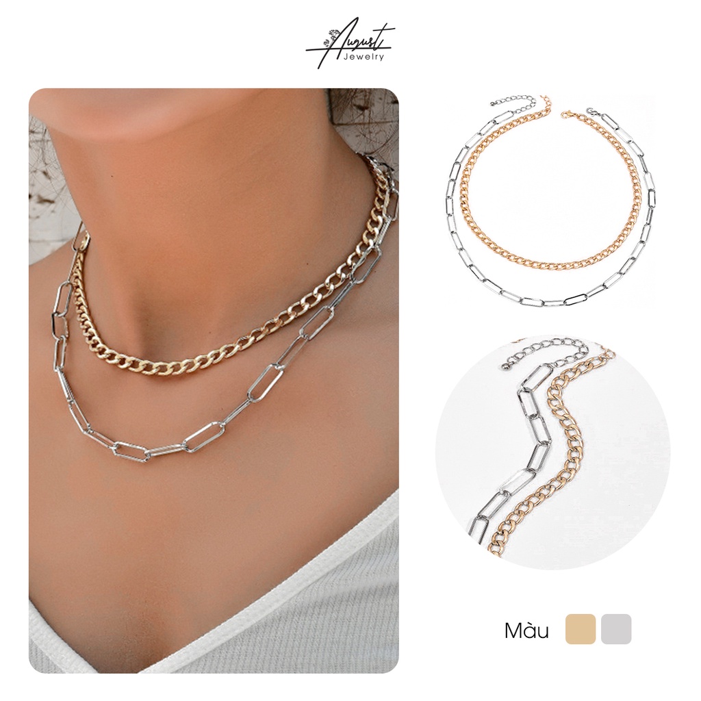 [Augustcloth | AugustJewelry] Dây chuyền/ vòng cổ hợp kim mắc xích nhỏ vàng và mắc xích lớn bạc phong cách Hàn Quốc