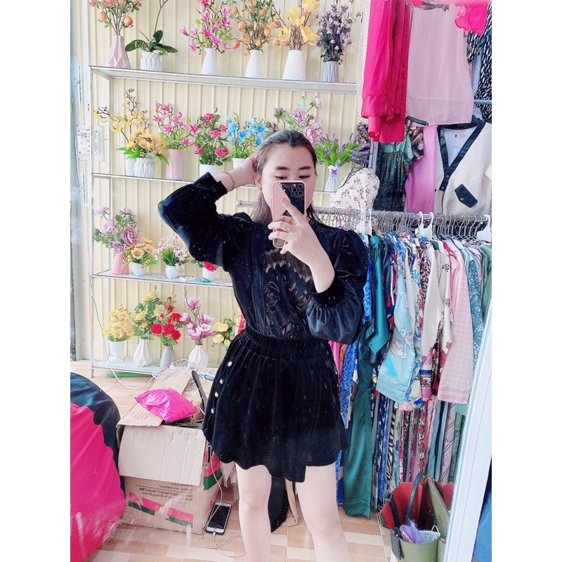 Set Nhung Phối Ren Siêu Đẹp