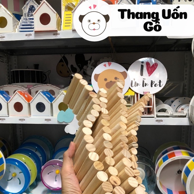 Thang uốn gỗ CAO 8CM, trang trí chuồng hamster, sóc, bọ, nhím, thú nhỏ