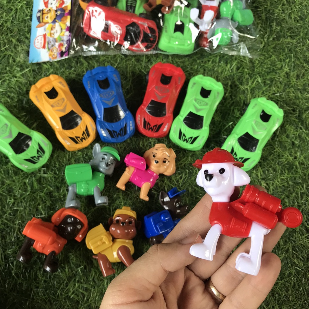 Túi đồ chơi 6 chú chó cứu hộ kèm xe - hoạt hình chó Paw - Smart Baby
