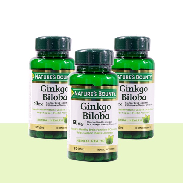 Thực Phẩm Chức Năng Giúp Tăng Cường Tuần Hoàn Não Nature's Bounty Ginkgo Biloba (60mg) hộp 60 viên - 0304530