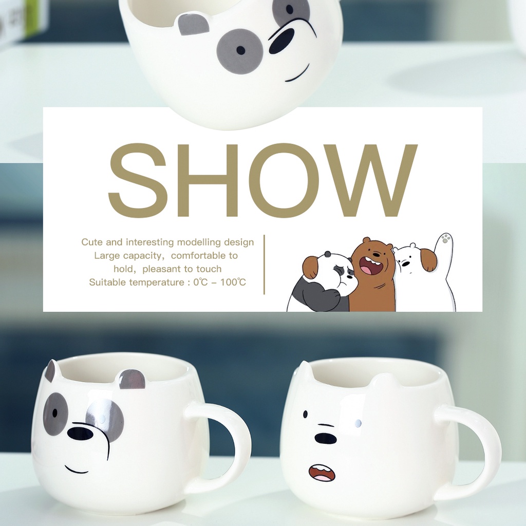 Ly sứ Panda We Bare Bears X Miniso dễ thương văn phòng 390ml