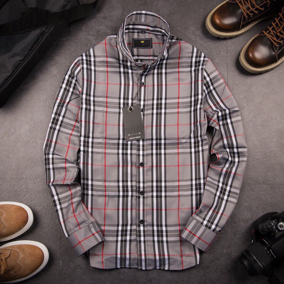 Áo sơ mi nam dài tay áo kiểu hàn quốc F8888 Kẻ BBR6689