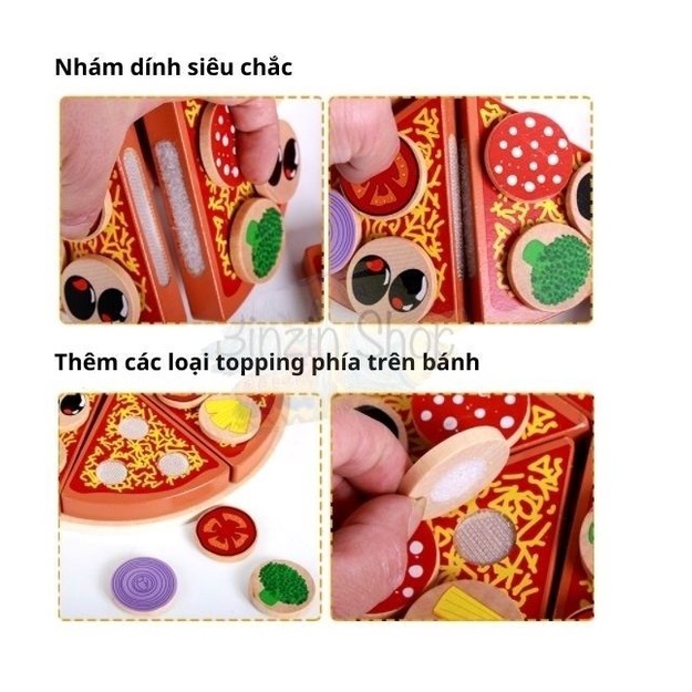 Đồ chơi cắt bánh pizza bằng gỗ cho bé