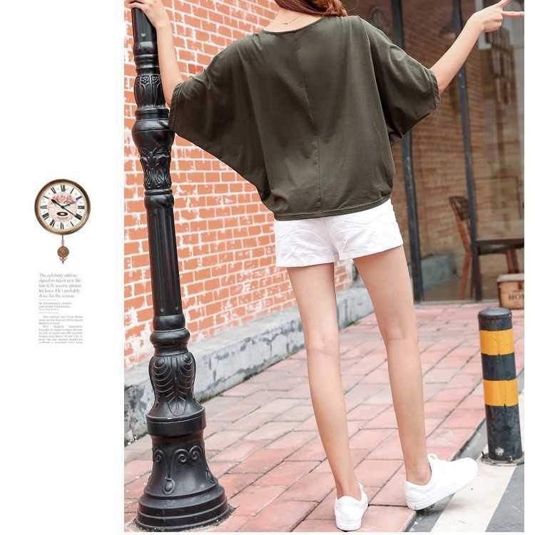 Áo Thun Tay Cánh Dơi Dáng Rộng Phong Cách Hàn Quốc Cho Nữ