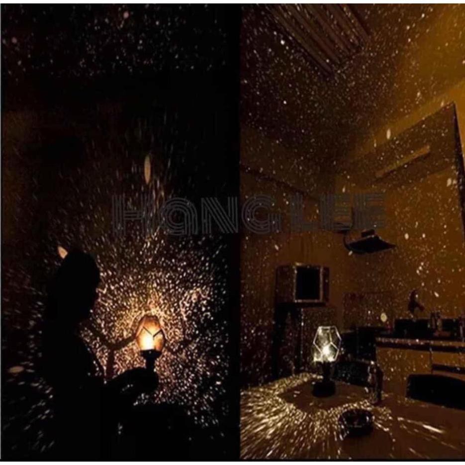 Đèn ngủ chiếu sao 4 bóng LED hình trụ chiếu sáng hình trời sao