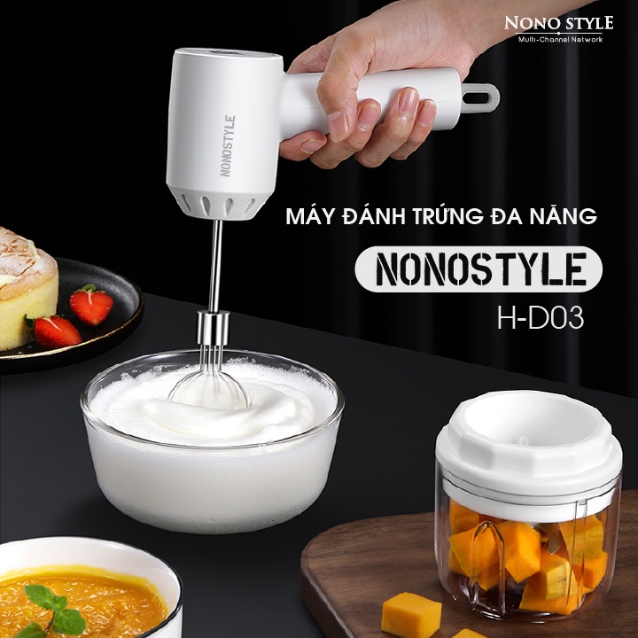 Bộ 5 món Máy Đánh Trứng Xay Thịt Mini NONOSTYLE (250ml) - BH 6 Tháng