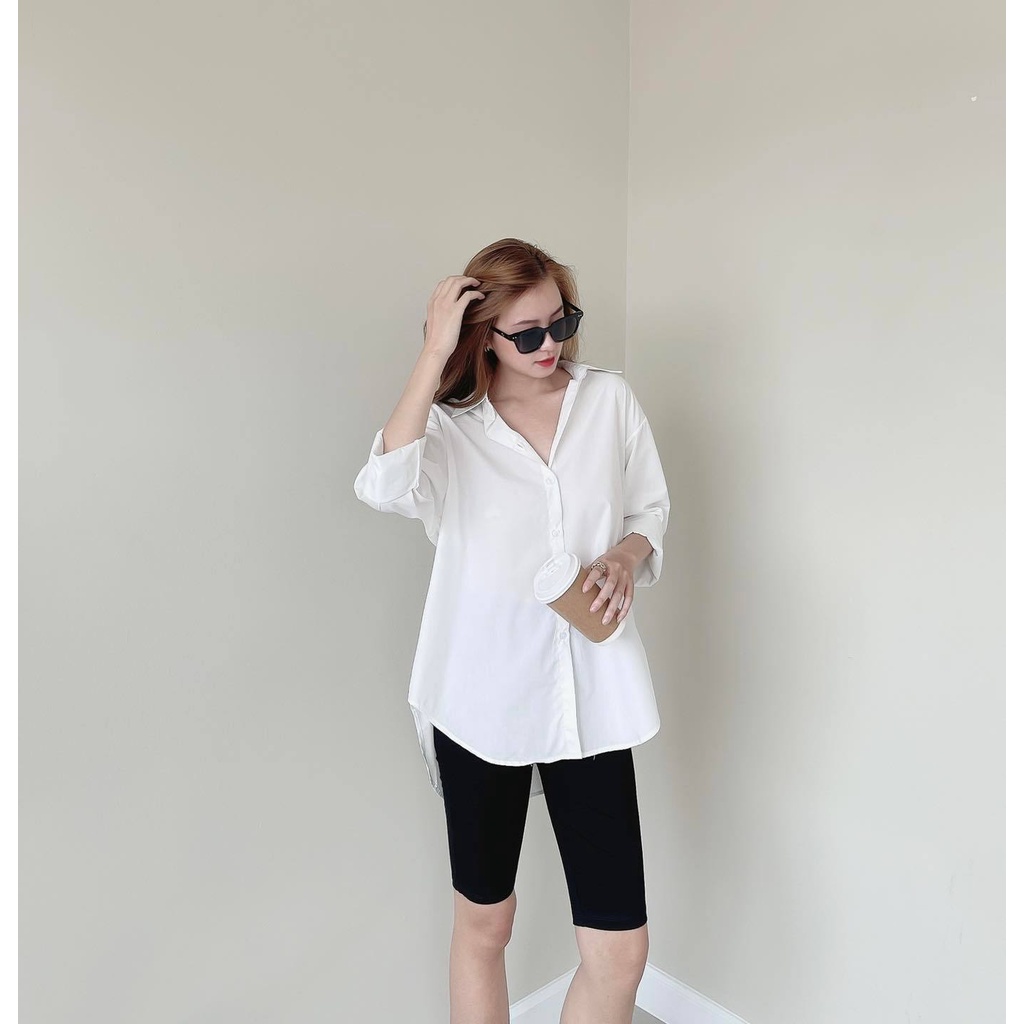 [HÀNG THIẾT KẾ CAO CẤP] Áo Sơ Mi Basis Oversized Form Rộng Đi Học / Công Sở Màu Trắng / Đen