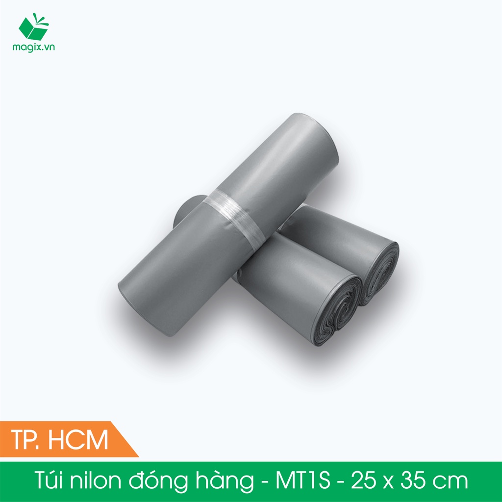 MT1S - 25x35 cm - Túi nilon gói hàng - 100 túi niêm phong đóng hàng màu xám