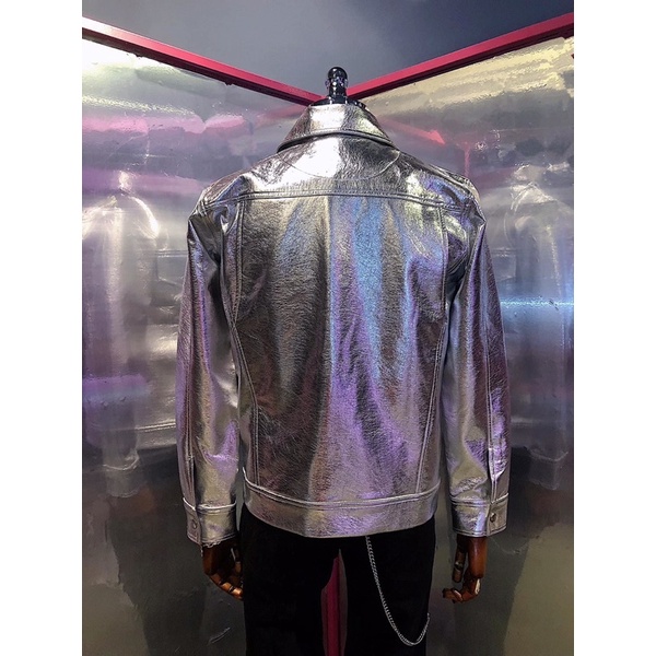 Áo khoác da trắng bạc WAGG