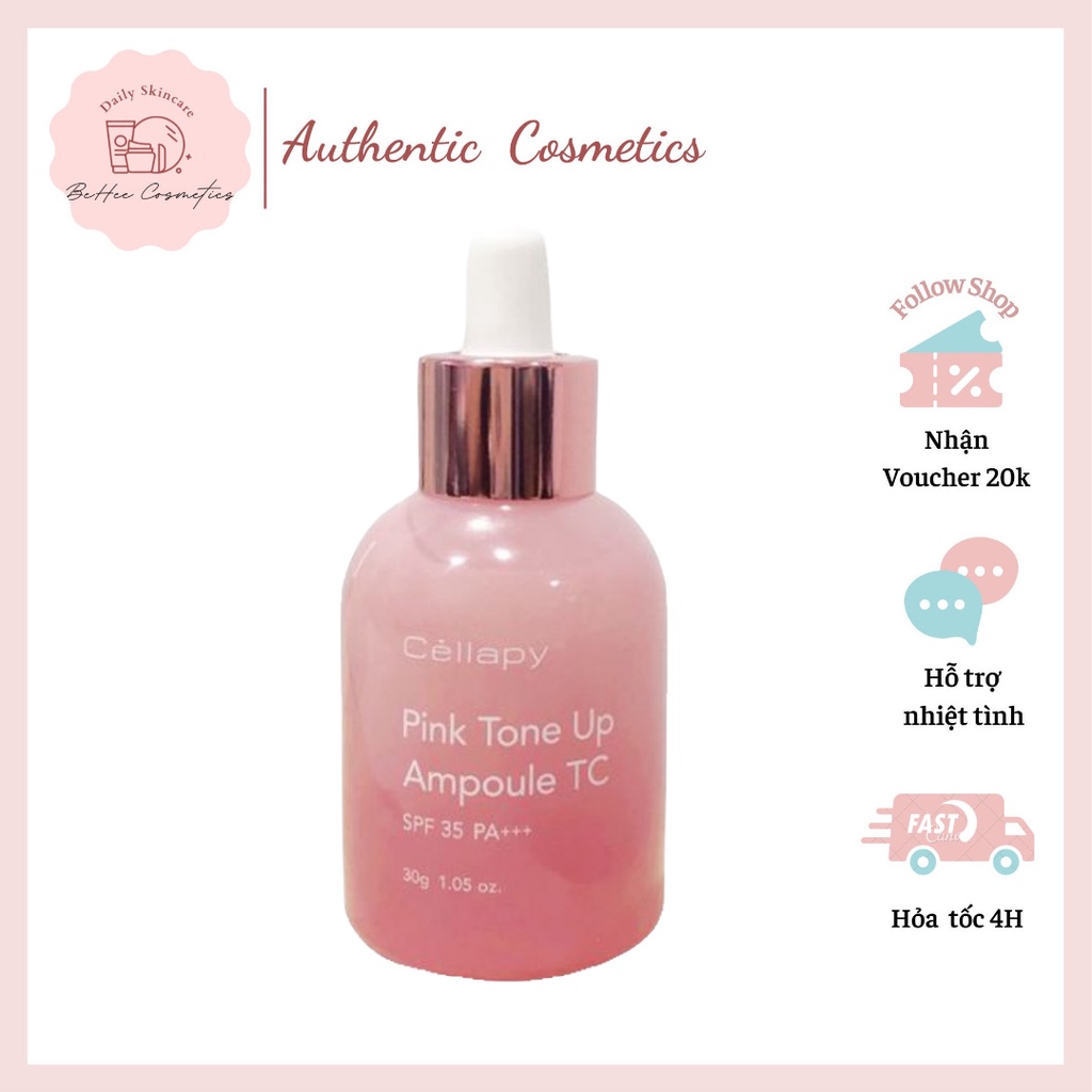 Tinh Chất Dưỡng Trắng Căng Bóng Nâng Tone Da Cellapy Pink Tone Up Ampoule 30ml