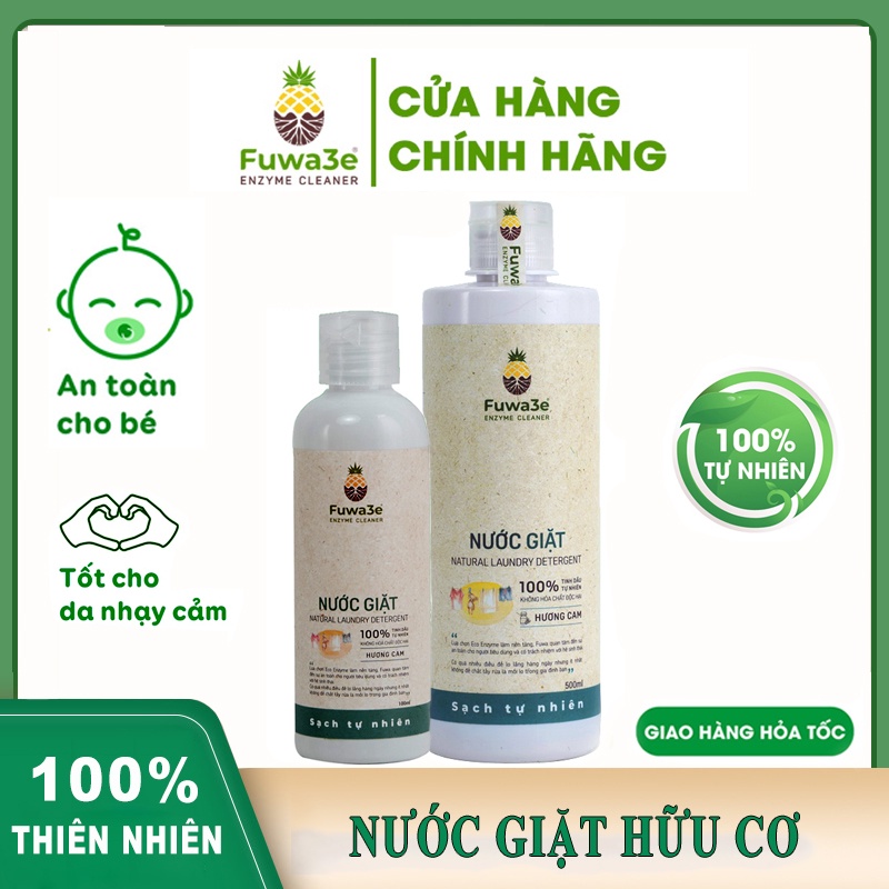 Nước giặt hữu cơ Fuwa3e organic sinh học 100% tự nhiên,giặt quần áo đồ lót, an toàn cho bé