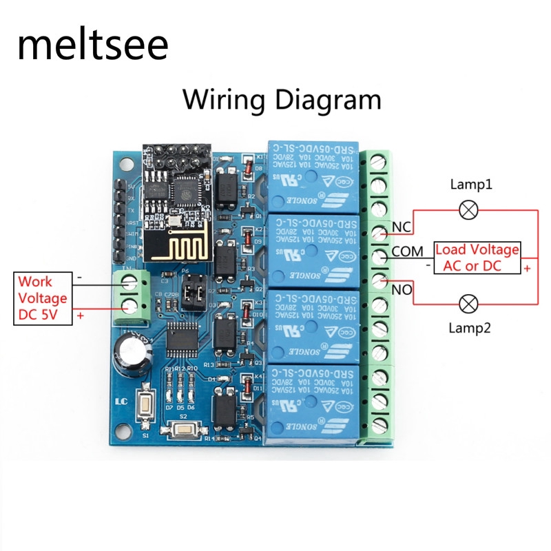 Mô đun rơ le Wifi 5v Esp8266 Esp-01 4 kênh điều khiển từ xa dành cho nhà thông minh