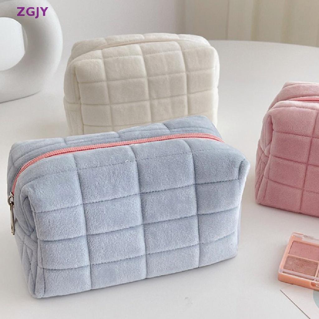 1 Túi Đựng Mỹ Phẩm / Đồ Trang Điểm Cỡ Lớn Màu Trơn Có Khóa Kéo Tiện Dụng Cho Nữ Mới