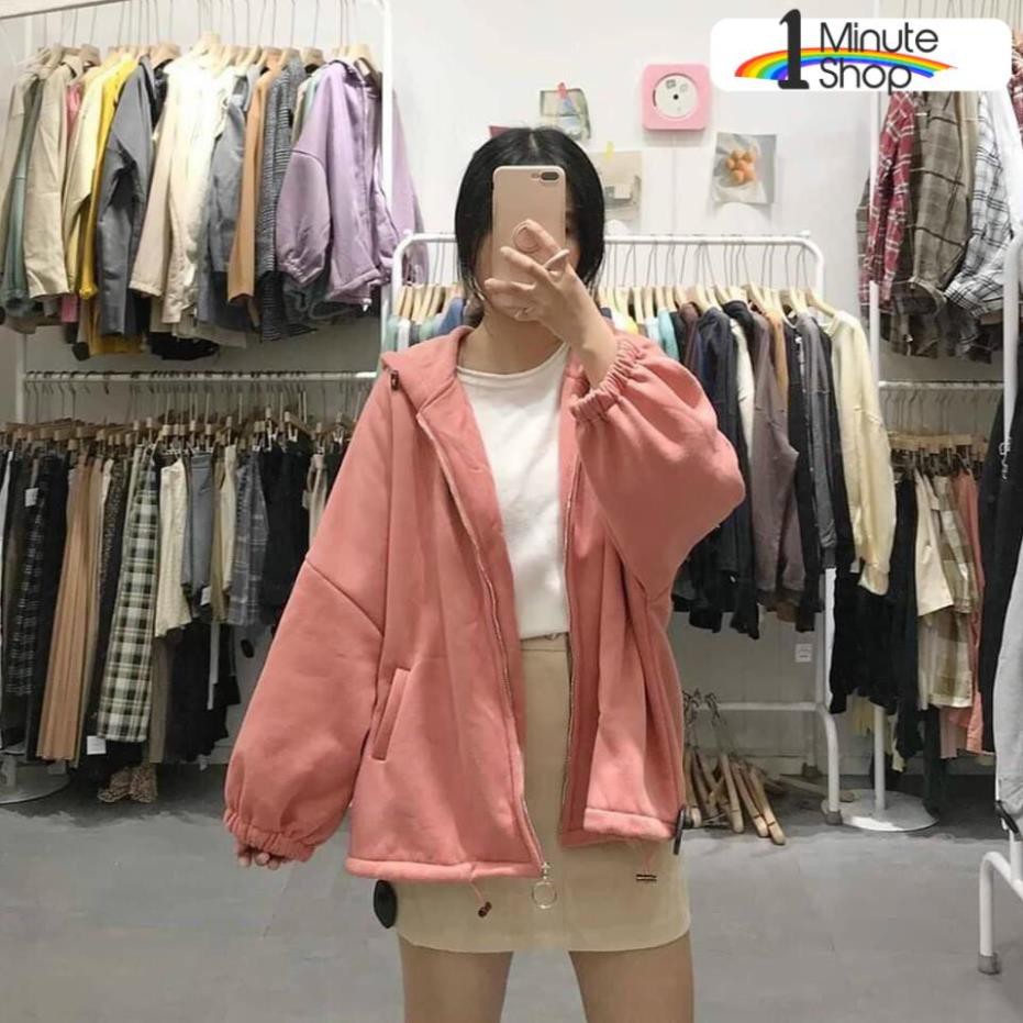 Áo Khoác nỉ Chống nắng Cho Nữ Form Rộng  KÉO TRÒN có dây kéo Unisex SIÊU ĐẸP Ulzzang video thật 1MINUTE | BigBuy360 - bigbuy360.vn