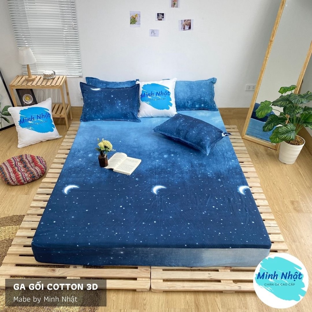 Bộ ga giường và vỏ gối Cotton Poly Minh Nhật - Decor phòng ngủ với ga giường cotton siêu đẹp