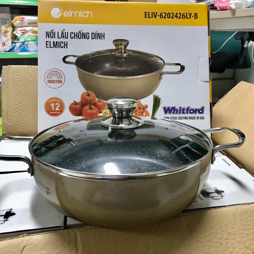 Nồi lẩu vân đá chống dính 26cm Elmich