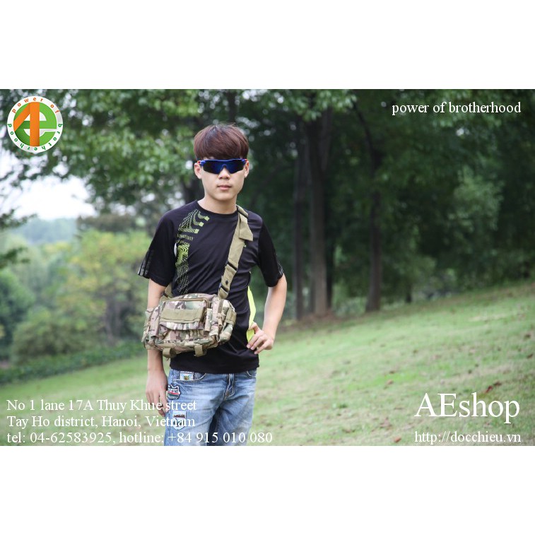 túi treo ghi đông xe đạp túi đeo hông đa năng chống nước 3P màu XANH LÍNH