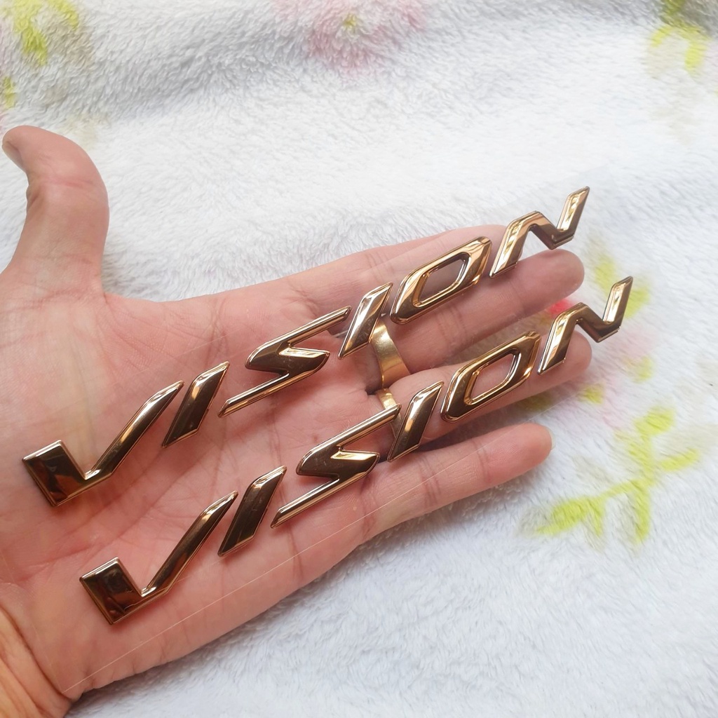 TEM VISION 2020 CHỮ NỔI MÀU VÀNG ĐỒNG HÀNG CAO CẤP SIÊU NÉT