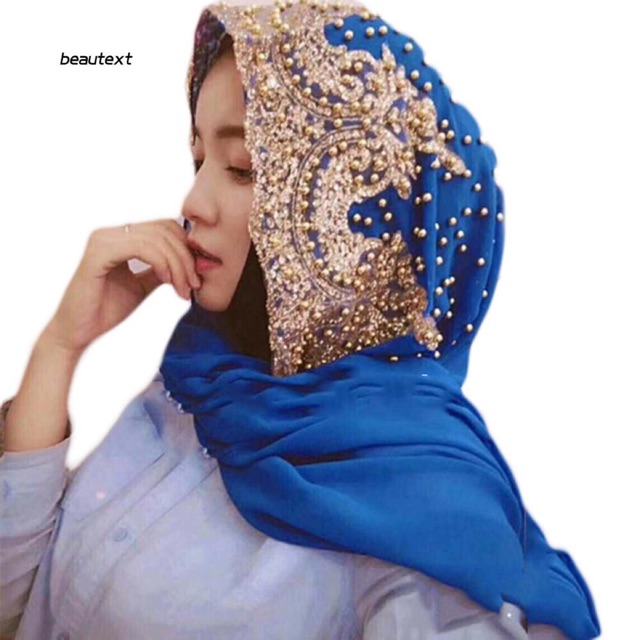 Khăn Đội Hồi Giáo Đính Hạt Phối Ren Cao Cấp