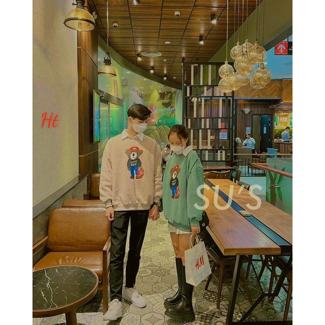 Áo nỉ gấu mũ đỏ cotton HT12