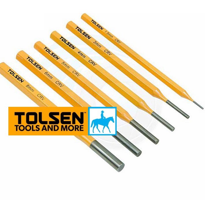 Bộ 6 Mũi Đục Tròn 1.5mm 8mm Dài 150mm Punch TOLSEN 25090