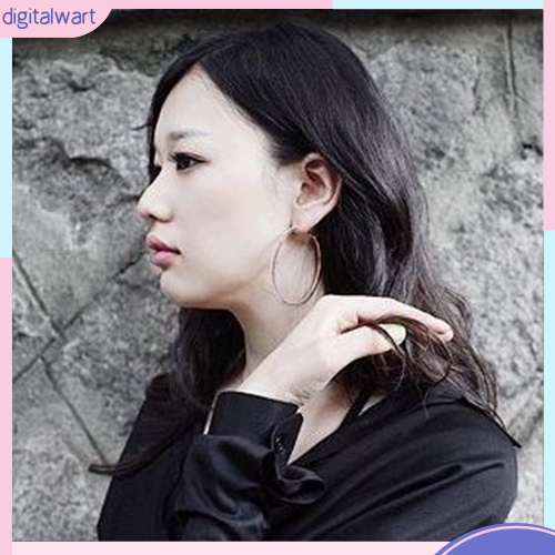 Cặp khuyên tai tròn đính đá quý nhân tạo sang trọng cá tính dành cho nữ