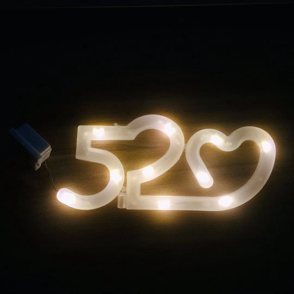 Đèn Led Neon 520 Chữ Số LOVE Trang Trí Bánh Kem Sinh Nhật