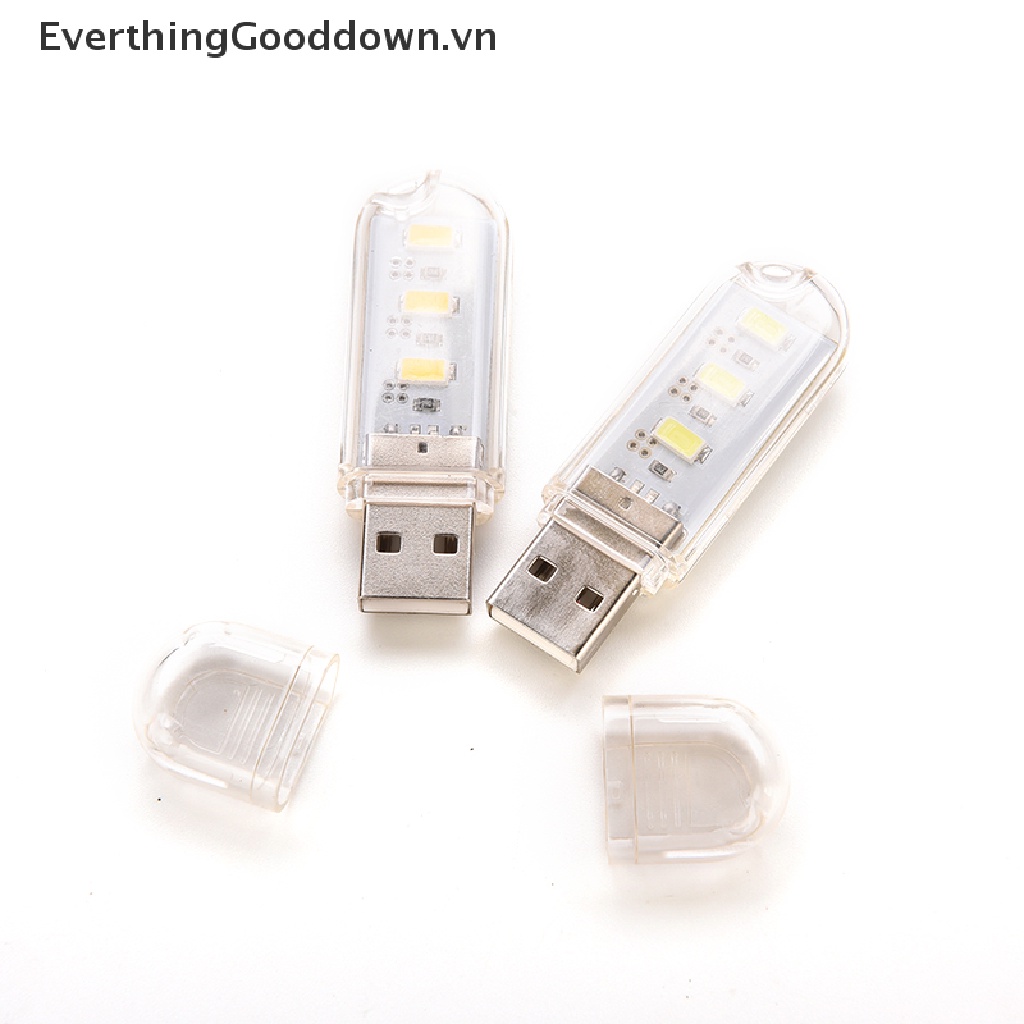 Everthinggooddown Móc Khóa Đèn LED 3 Bóng Trắng Hình Ổ Đĩa Chữ U Sạc Cổng USB Mang Đi Tiện Dụng
