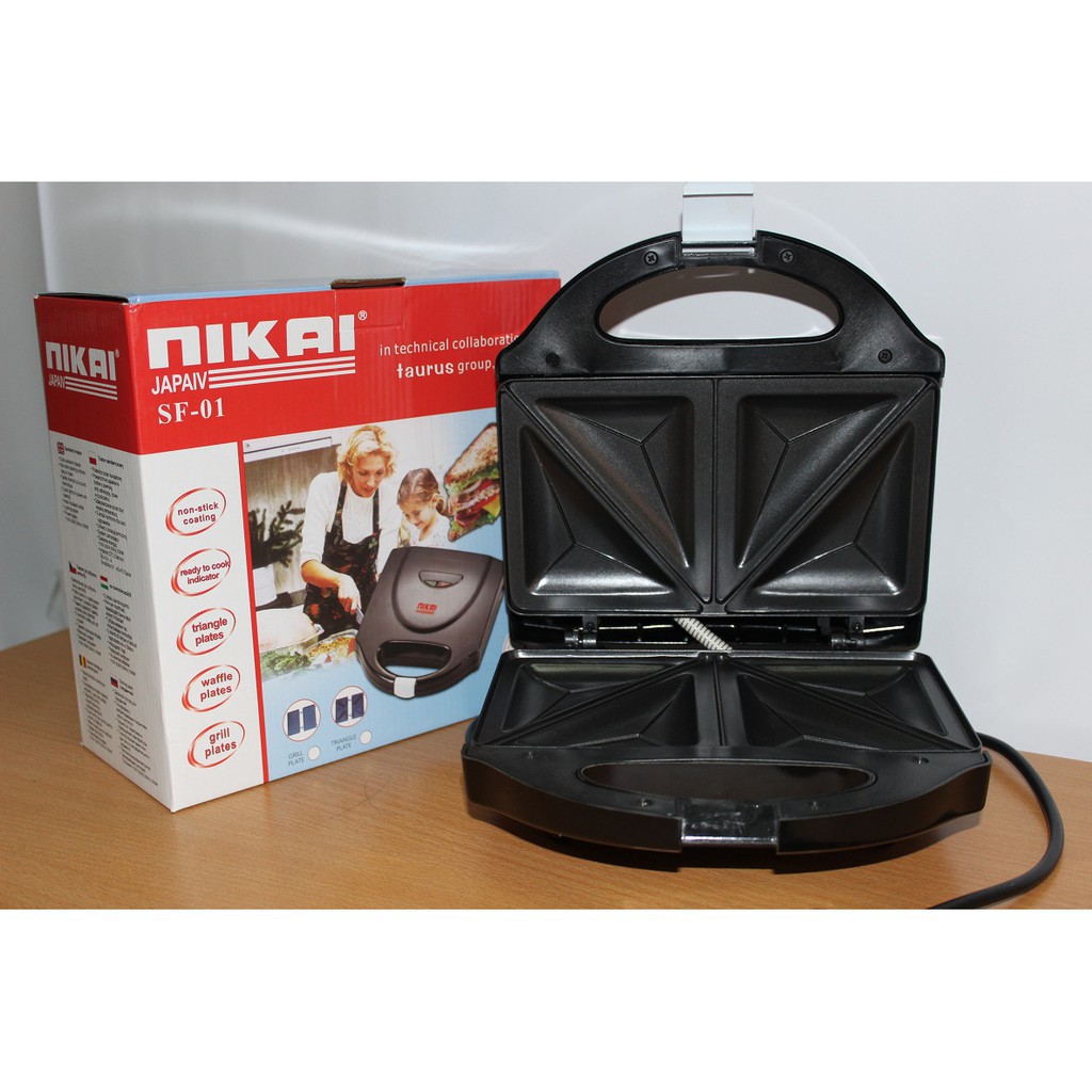 Máy nướng bánh mì sandwich Nikai cao cấp, máy nướng bánh đa năng chống dính - PKH shop