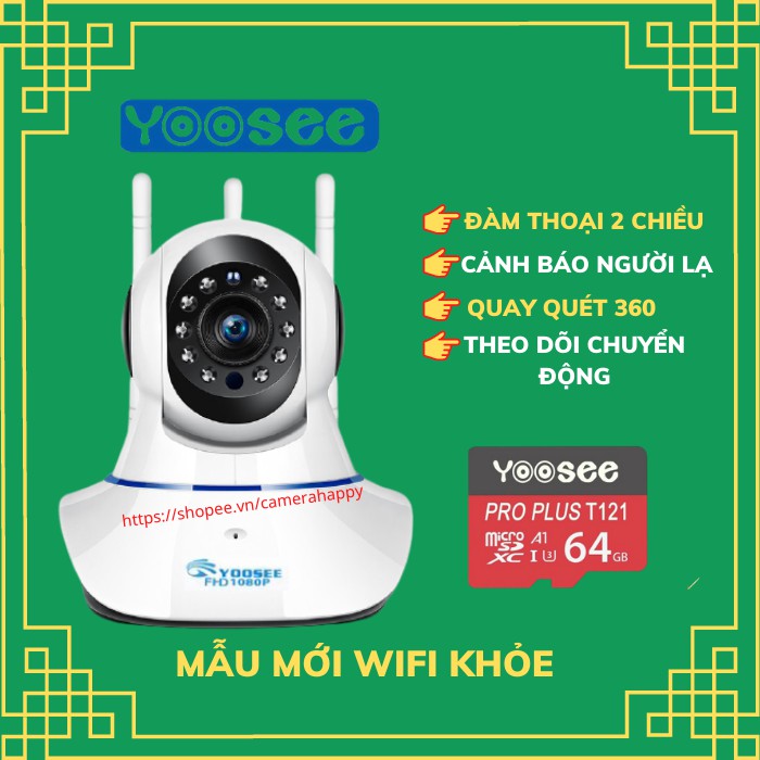 Camera Yoosee FHD 2.0Mpx Mẫu Mới Góc Rộng + Tặng Thẻ