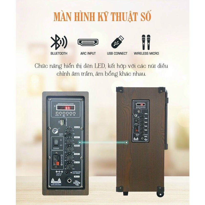 Loa kéo di động chính hãng B Y Bestsound BD-1280, bass 30cm-1 loa treble đạt công suất 30W-100W, kèm 2 micro karaoke.