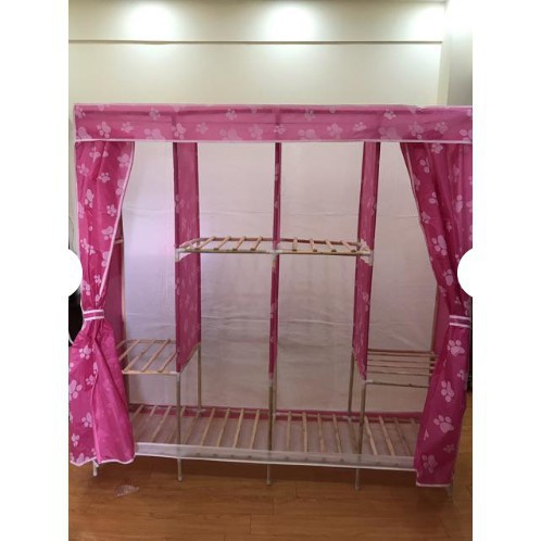 Sẵn hàng Tủ kệ treo, sắp xếp quần áo khung gỗ 4 buồng 8 ngăn size 1.7m | WebRaoVat - webraovat.net.vn