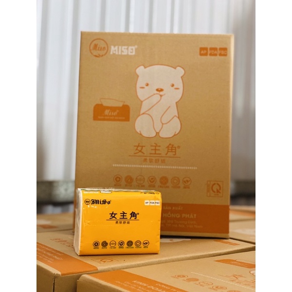Thùng 30 gói giấy ăn, giấy rút MISO khăn lau cho gia đình.