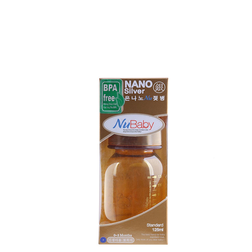 [CHÍNH HÃNG] Bình Sữa NuBaby NANO Silver Cổ Nhỏ 125ml