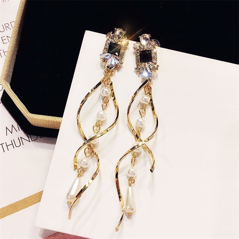 Bông Tai Mạ Bạc 925 Đính Hạt Ngọc Trai Nhân Tạo Phong Cách Hàn Quốc Thời Trang