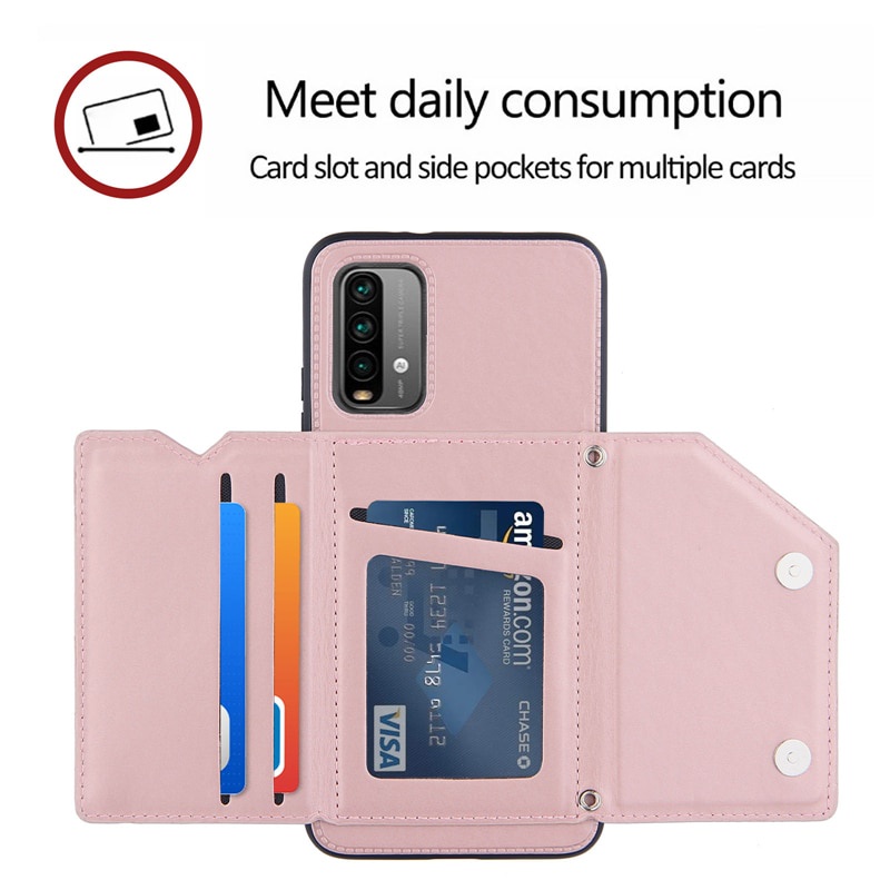 Ốp Điện Thoại Da Có Ngăn Đựng Thẻ Chống Sốc Cho Redmi 9t T9 Power 2021 Xiaomi Redmi Note 10 Pro Max Redmi 9t Note 10 5g Funda