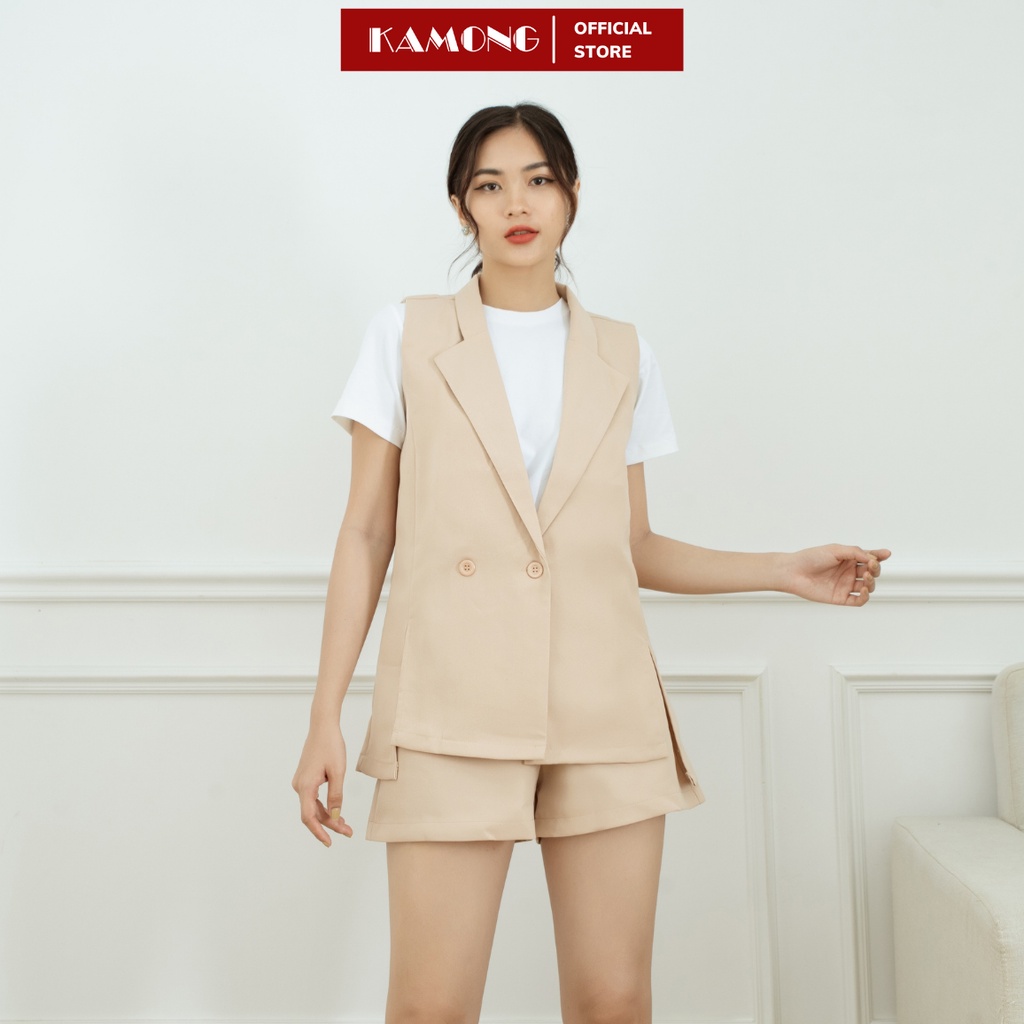 Áo blazer nữ sát nách KAMONG phong cách vest công sở A145