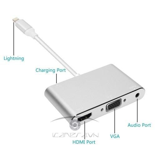 Cáp lightning to hdmi/vga/audio_Cáp Chuyển Tín Hiệu Cho Iphone, Ipad