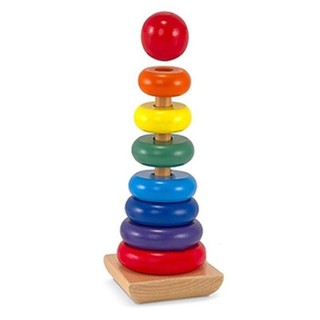 Đồ chơi gỗ – Tháp cầu vồng 1 trụ. Đồ chơi giáo dục Montessori cho bé thông minh