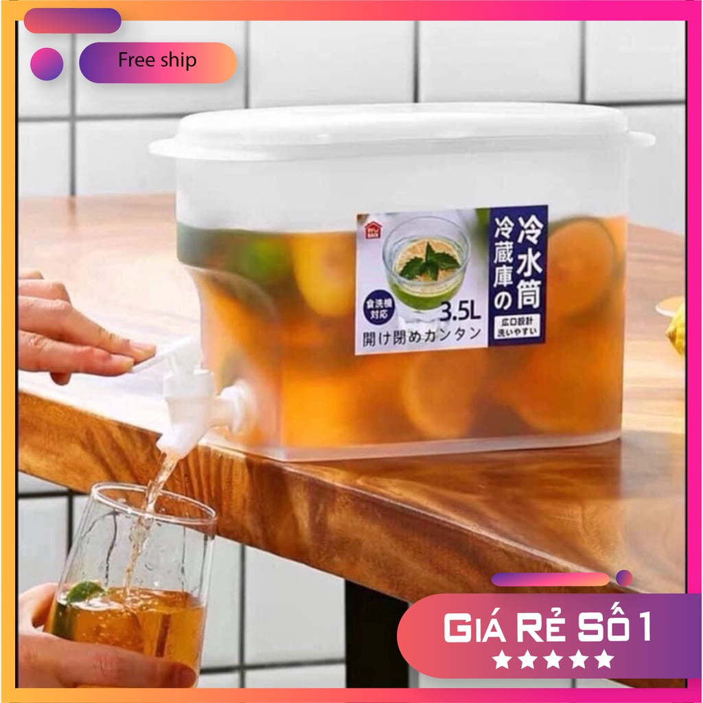 Bình Nước 3.5L Có Vòi Để Tủ Lạnh Cao Cấp, Đựng Nước Trà, Nước Trái Cây Tiện Lợi Đa Năng Ngăn Nắp