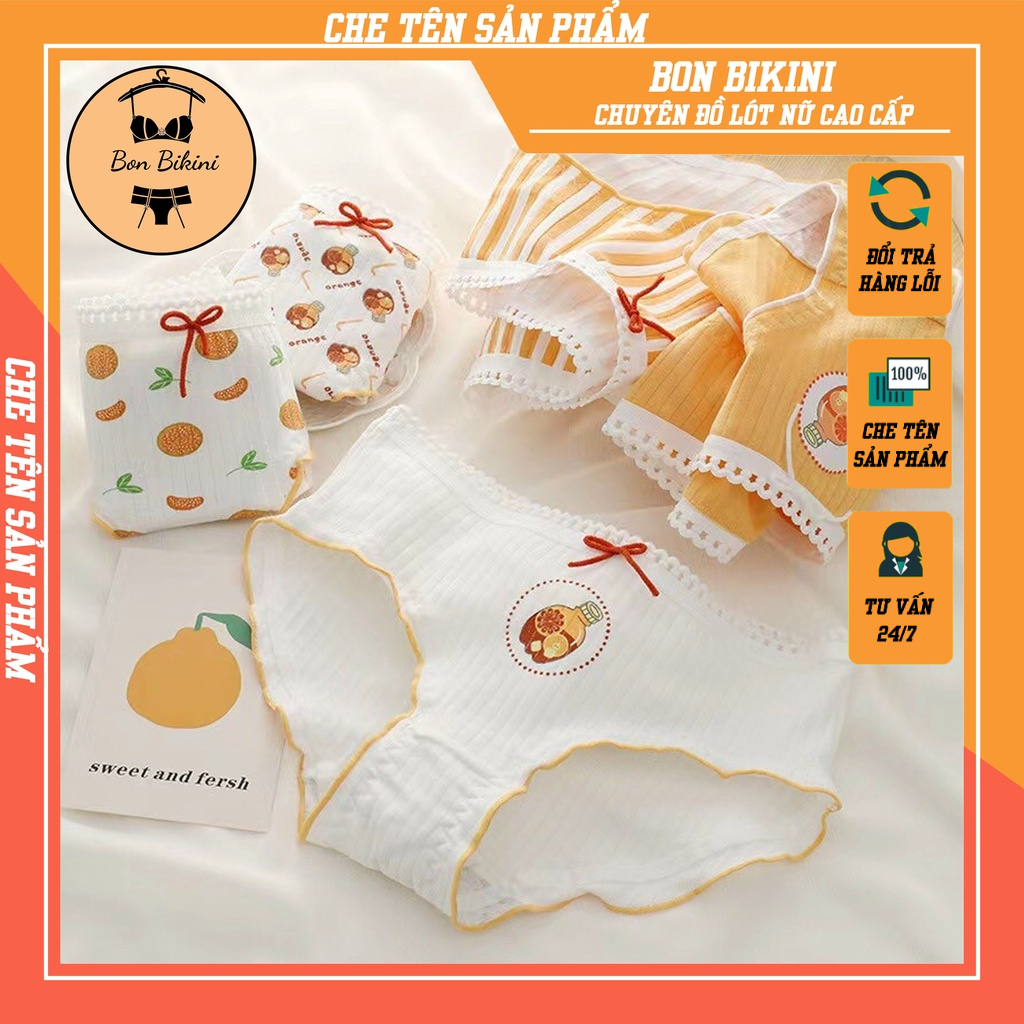 Quần lót nữ cam nơ trắng cute dễ thương nhiều hoa tiết