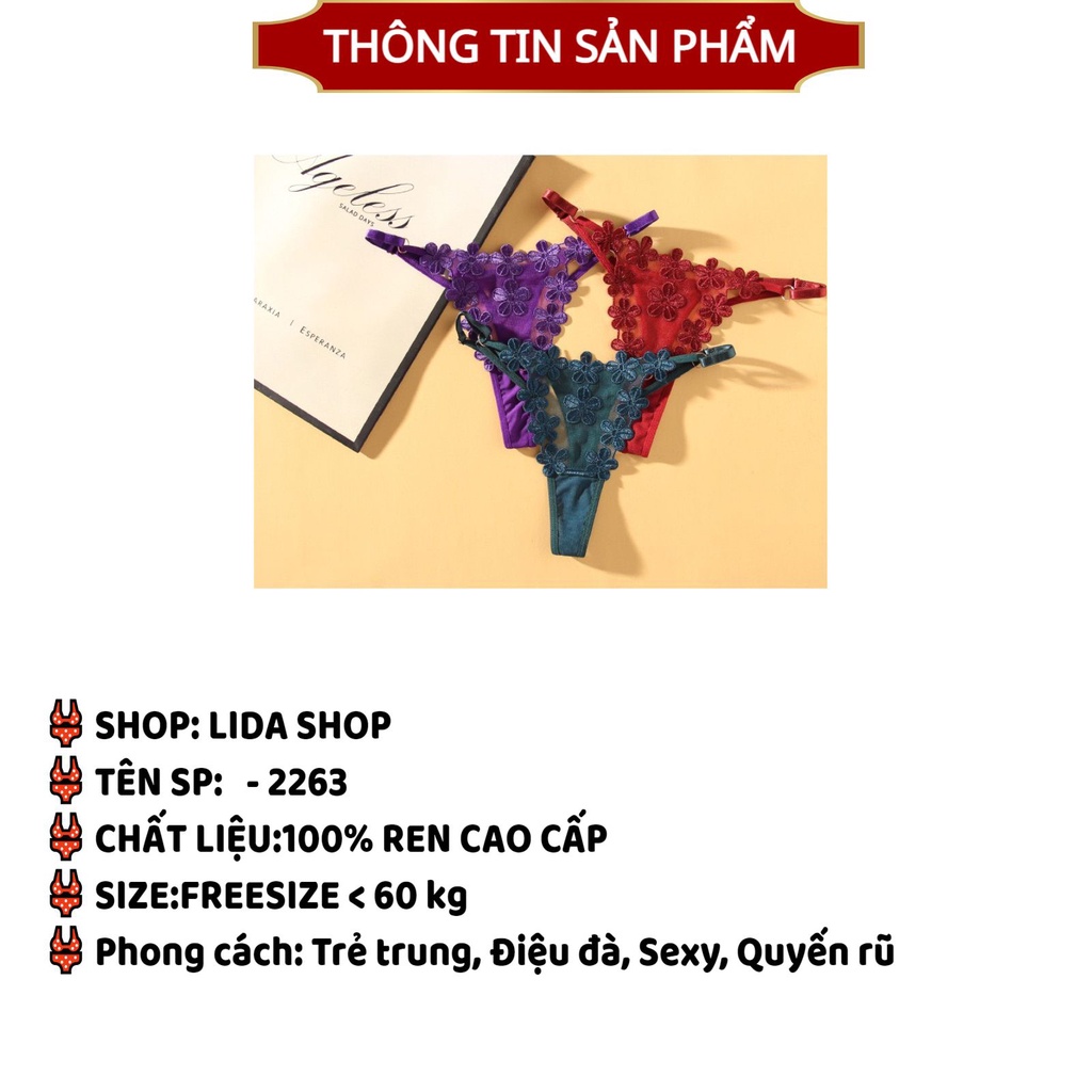 Quần Lót Ren Lọt Khe Sexy thiết kế thêu hoa sexy thoáng mát cao cấp MÃ 2263