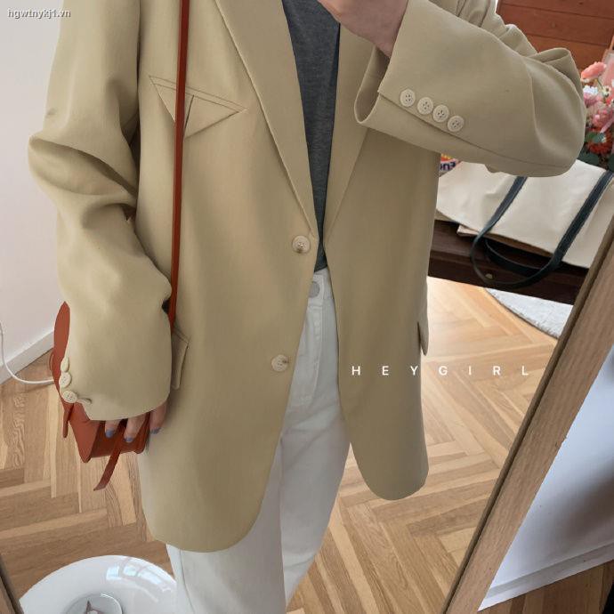 ✸◘☃Chic suit temperament small jacket female Korean style loose casual man 2021 spring and autumn port fried street trend