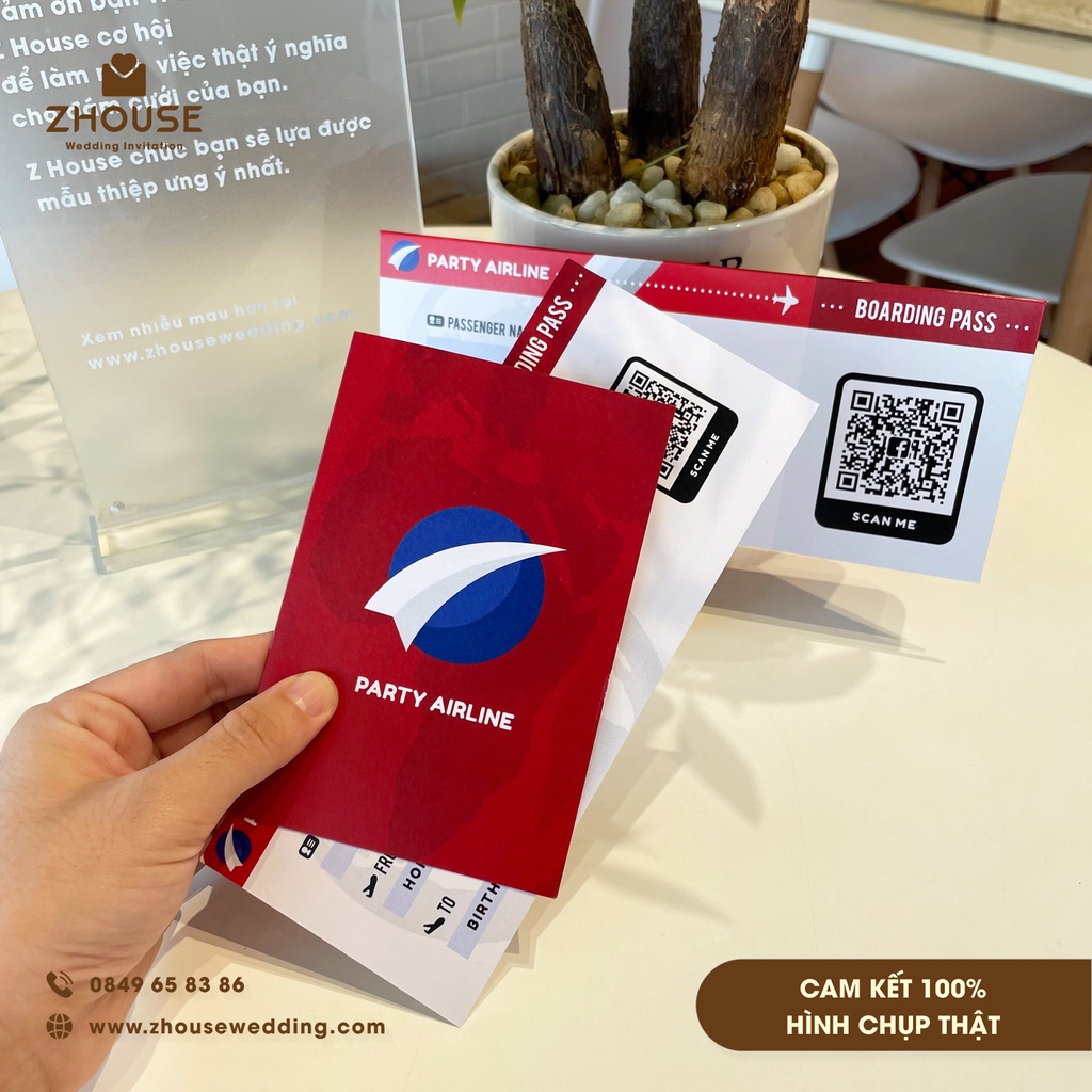 COMBO 10 Thiệp sinh nhật VÉ MÁY BAY MÀU ĐỎ, birthday cho người lớn - Chất liệu giấy cao cấp