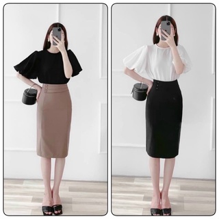 Chân váy cạp xếp ly 3 cúc